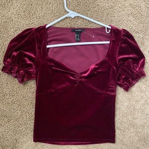 COPY - COPY - cute velvet burgundy top !